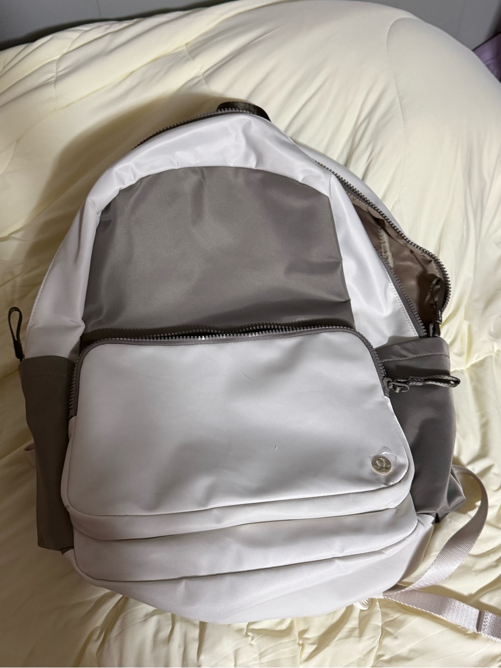 LuluLemon Two-Tone White and Gray Backpack